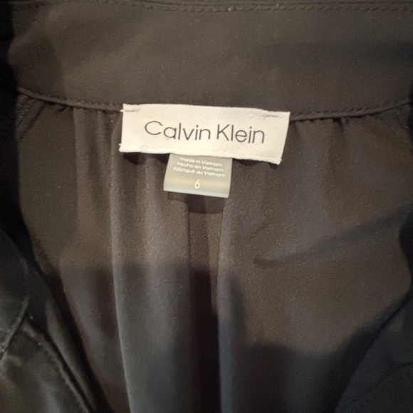 NWT Calvin Klein black dress puff 3/4 sleeve elastic waist removable belt sz6 - Picture 10 of 16